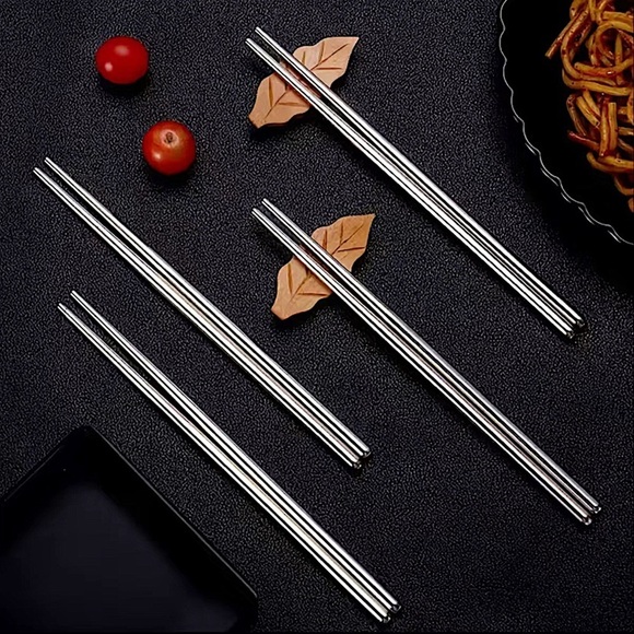 Stainless Steel Lot of 4 Pairs Reusable Food Utensil Chopsticks. - Picture 1 of 3